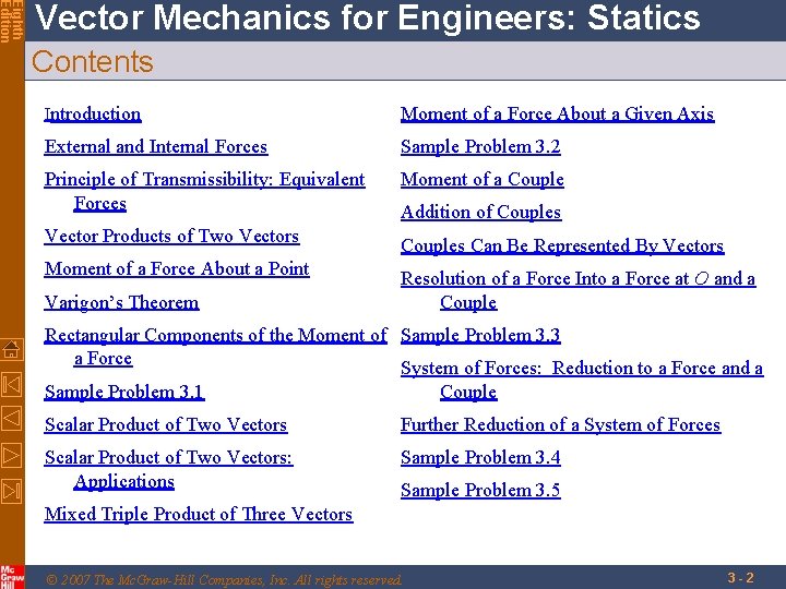 Eighth Edition Vector Mechanics for Engineers: Statics Contents Introduction Moment of a Force About