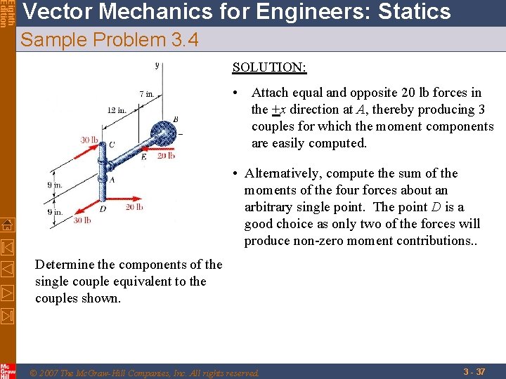 Eighth Edition Vector Mechanics for Engineers: Statics Sample Problem 3. 4 SOLUTION: • Attach