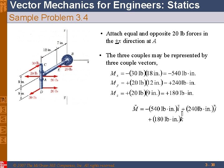 Eighth Edition Vector Mechanics for Engineers: Statics Sample Problem 3. 4 • Attach equal