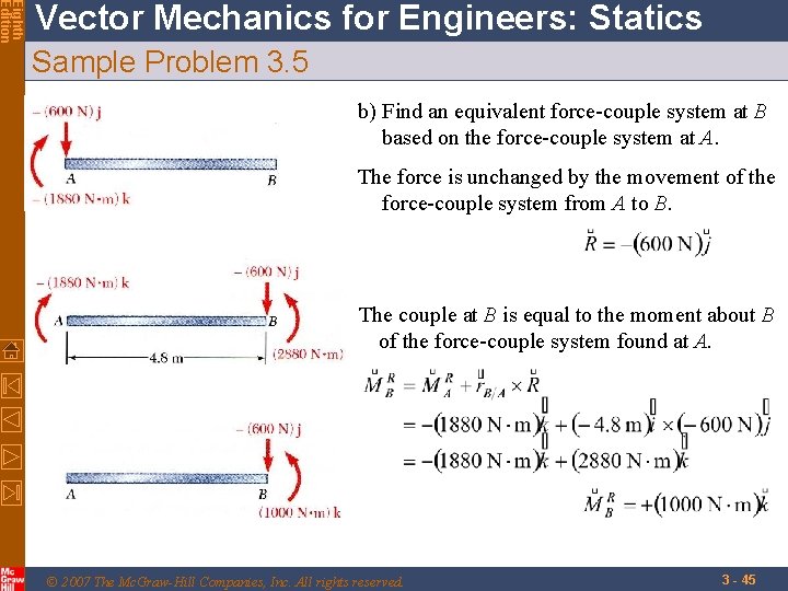 Eighth Edition Vector Mechanics for Engineers: Statics Sample Problem 3. 5 b) Find an