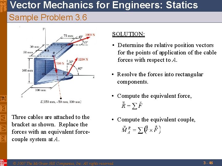 Eighth Edition Vector Mechanics for Engineers: Statics Sample Problem 3. 6 SOLUTION: • Determine