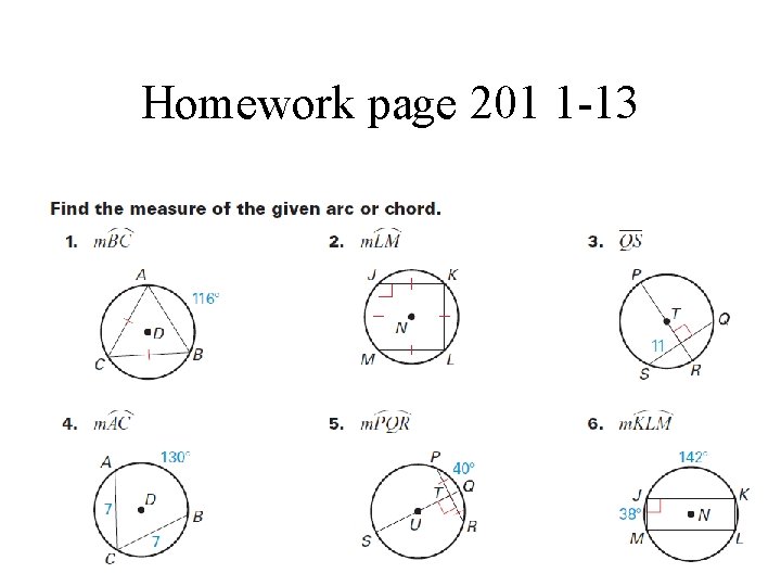 Homework page 201 1 -13 