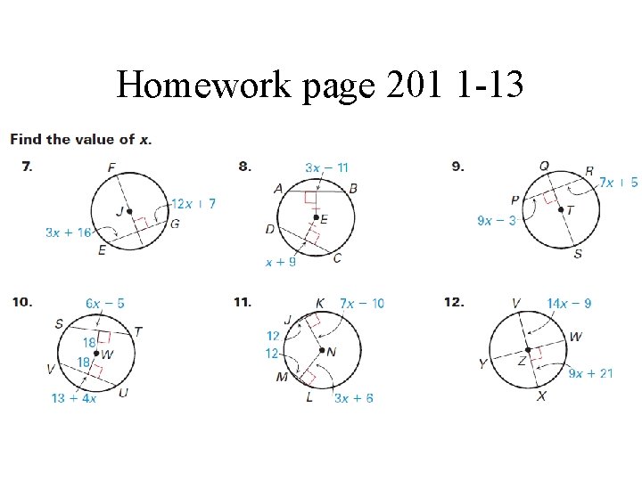 Homework page 201 1 -13 