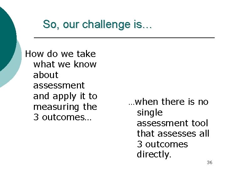 So, our challenge is… How do we take what we know about assessment and