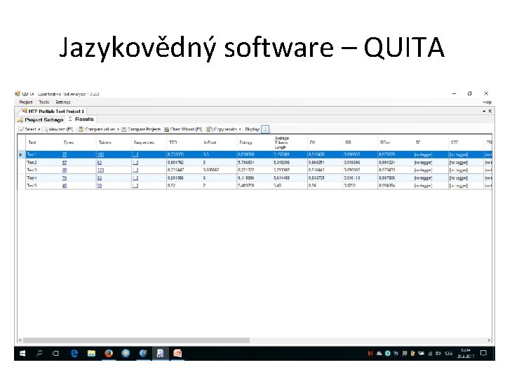 Jazykovědný software – QUITA 