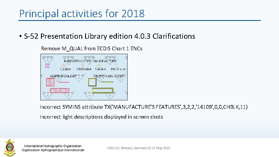 Principal activities for 2018 • S-52 Presentation Library edition 4. 0. 3 Clarifications Remove