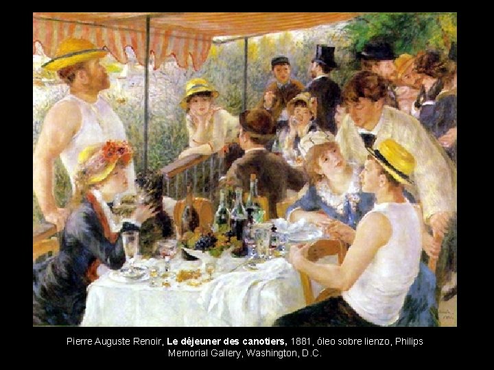 Pierre Auguste Renoir, Le déjeuner des canotiers, 1881, óleo sobre lienzo, Philips Memorial Gallery,