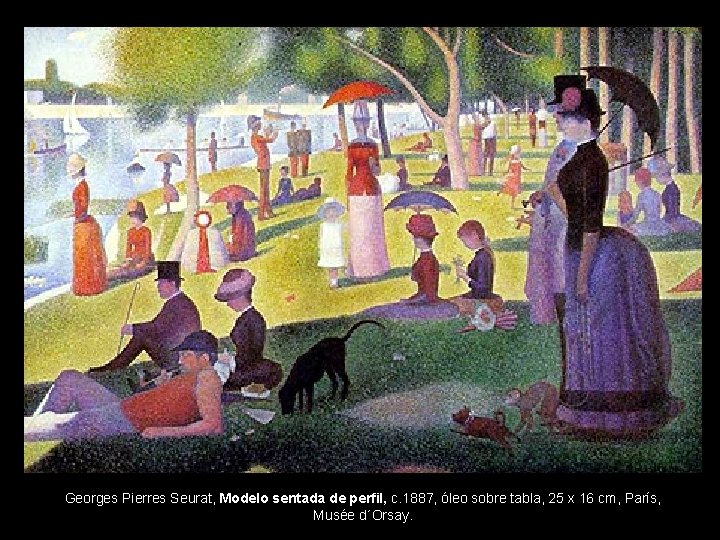 Georges Pierres Seurat, Modelo sentada de perfil, c. 1887, óleo sobre tabla, 25 x