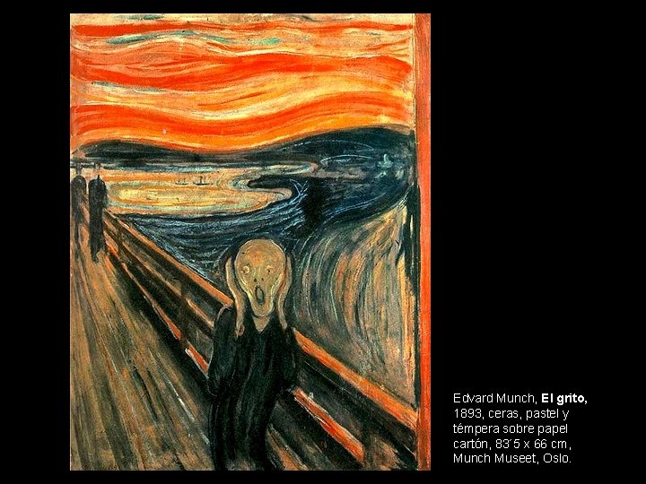 Edvard Munch, El grito, 1893, ceras, pastel y témpera sobre papel cartón, 83´ 5