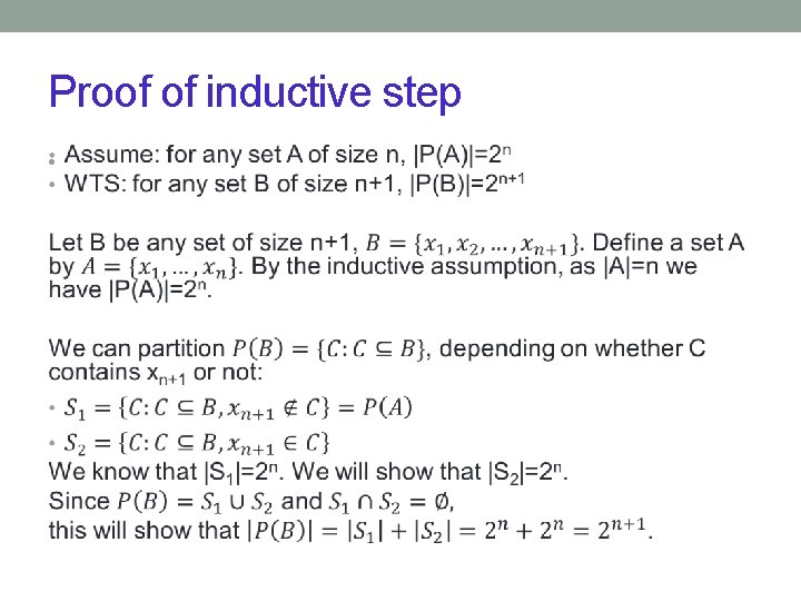 Proof of inductive step • 