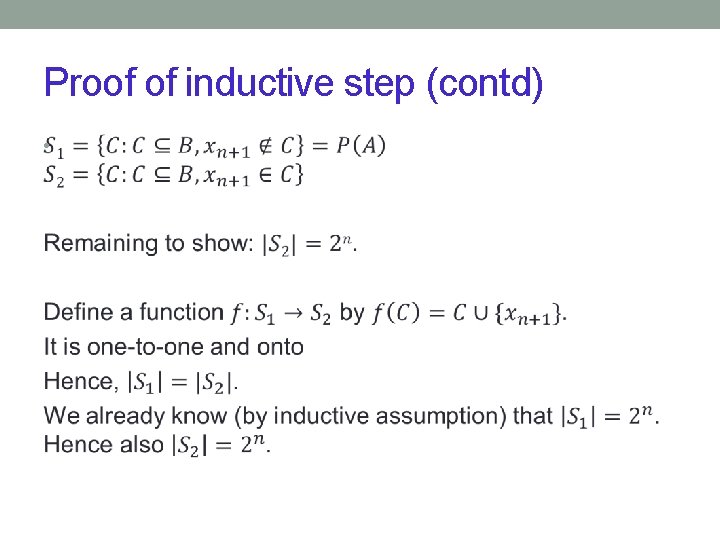 Proof of inductive step (contd) • 