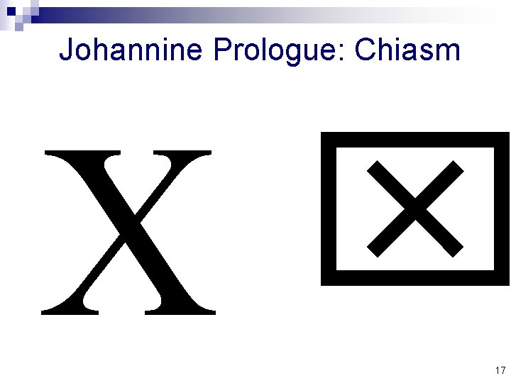 Johannine Prologue: Chiasm x C 17 