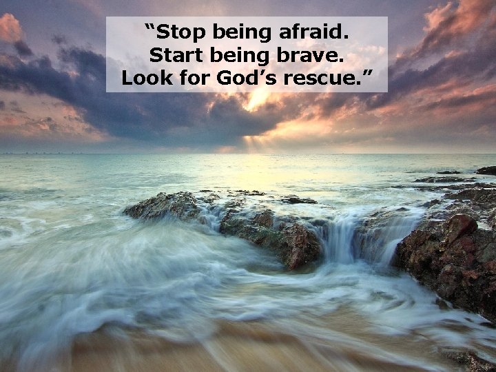 “Stop being afraid. Start being brave. Look for God’s rescue. ” 