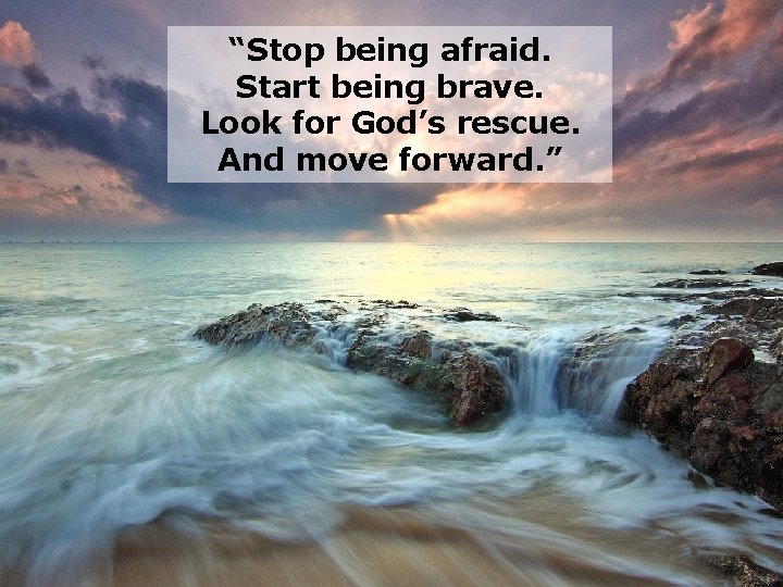 “Stop being afraid. Start being brave. Look for God’s rescue. And move forward. ”