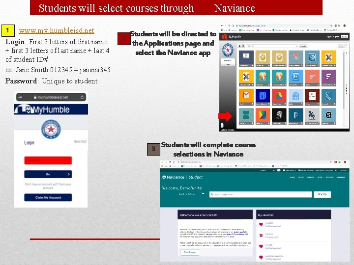 Students will select courses through 1 www. my. humbleisd. net Login: First 3 letters