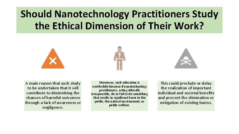 Should Nanotechnology Practitioners Study the Ethical Dimension of Their Work? A main reason that Should Nanotechnology Practitioners Study the Ethical Dimension of Their Work? A main reason that