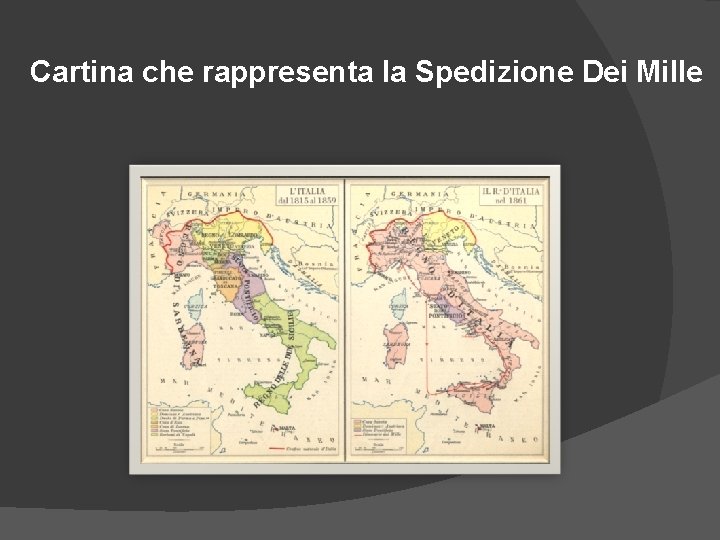 Cartina che rappresenta la Spedizione Dei Mille 