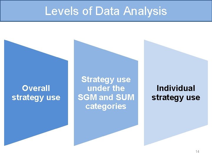 Levels of Data Analysis Overall strategy use Strategy use under the SGM and SUM Levels of Data Analysis Overall strategy use Strategy use under the SGM and SUM
