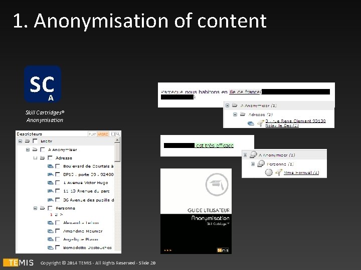1. Anonymisation of content SC A Skill Cartridges® Anonymisation Copyright © 2014 TEMIS -