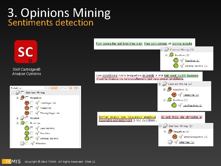 3. Opinions Mining Sentiments detection SC O Skill Cartridges® Analyse Opinions Copyright © 2014