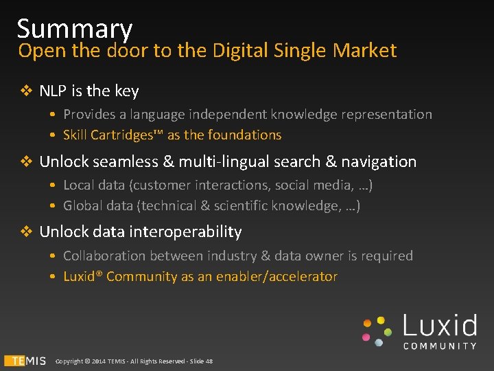 Summary Open the door to the Digital Single Market v NLP is the key