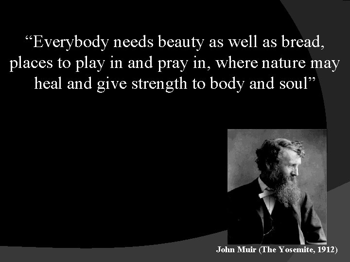 “Everybody needs beauty as well as bread, places to play in and pray in,