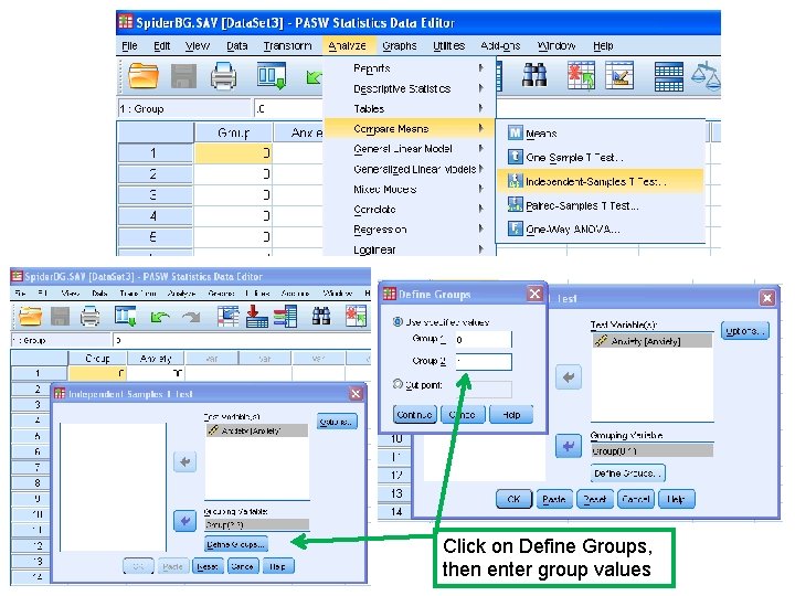 Click on Define Groups, then enter group values 