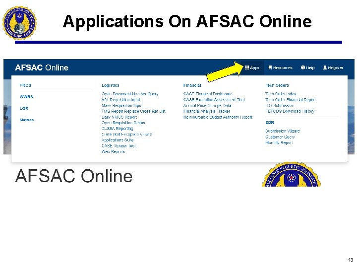 Applications On AFSAC Online 13 