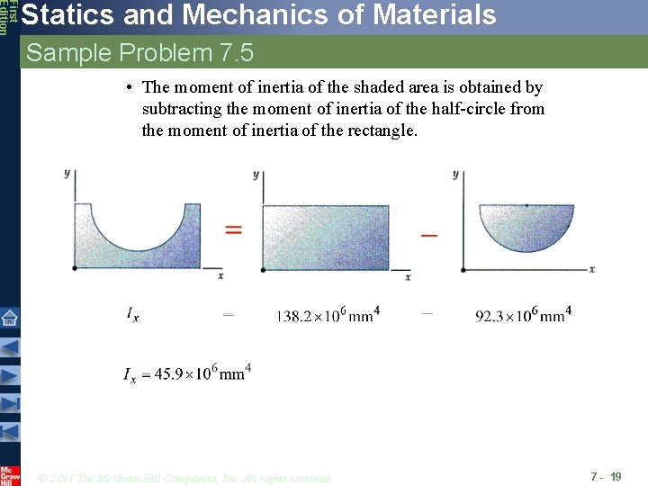 First Edition Statics and Mechanics of Materials Sample Problem 7. 5 • The moment First Edition Statics and Mechanics of Materials Sample Problem 7. 5 • The moment