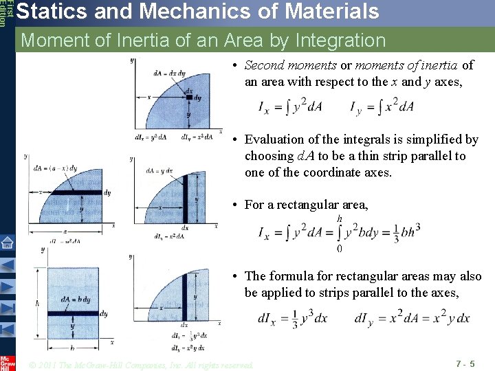 First Edition Statics and Mechanics of Materials Moment of Inertia of an Area by First Edition Statics and Mechanics of Materials Moment of Inertia of an Area by