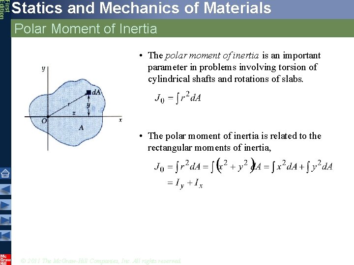 First Edition Statics and Mechanics of Materials Polar Moment of Inertia • The polar First Edition Statics and Mechanics of Materials Polar Moment of Inertia • The polar