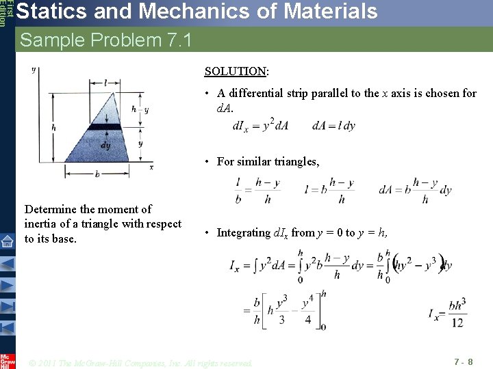 First Edition Statics and Mechanics of Materials Sample Problem 7. 1 SOLUTION: • A First Edition Statics and Mechanics of Materials Sample Problem 7. 1 SOLUTION: • A