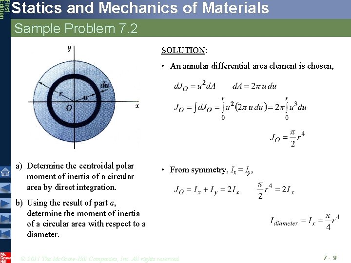 First Edition Statics and Mechanics of Materials Sample Problem 7. 2 SOLUTION: • An First Edition Statics and Mechanics of Materials Sample Problem 7. 2 SOLUTION: • An