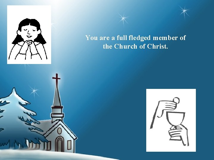 You are a full fledged member of the Church of Christ. 