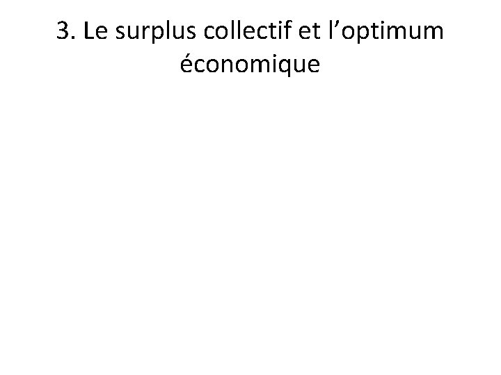 3. Le surplus collectif et l’optimum économique 