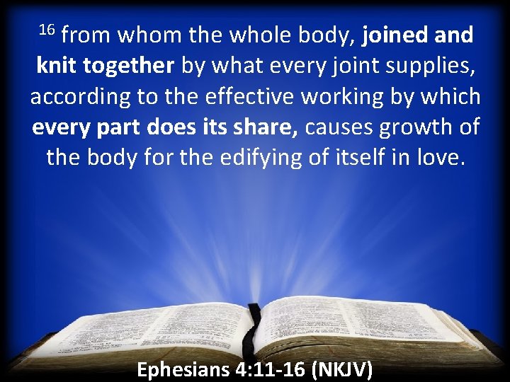 16 from whom the whole body, joined and knit together by what every joint