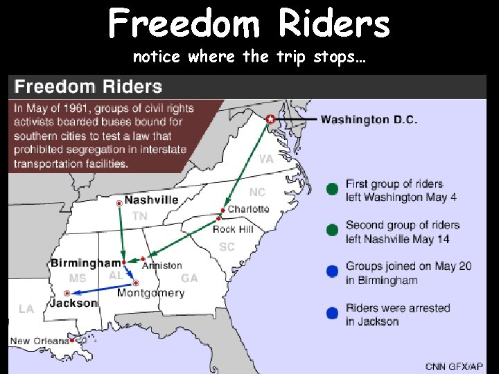 Freedom Riders notice where the trip stops… 