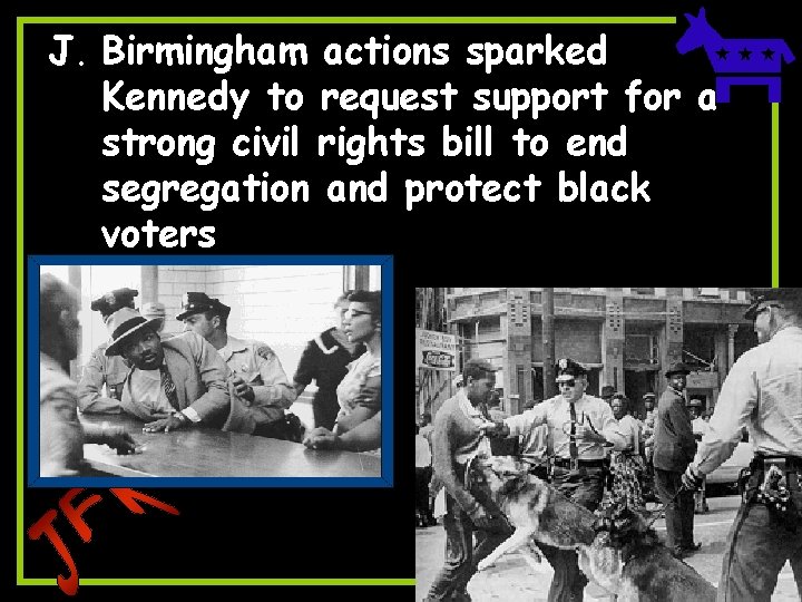 J. Birmingham actions sparked Kennedy to request support for a strong civil rights bill