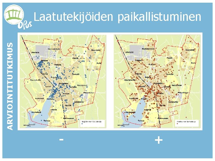 ARVIOINTITUTKIMUS Laatutekijöiden paikallistuminen - + 