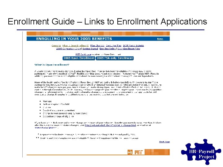 Enrollment Guide – Links to Enrollment Applications 