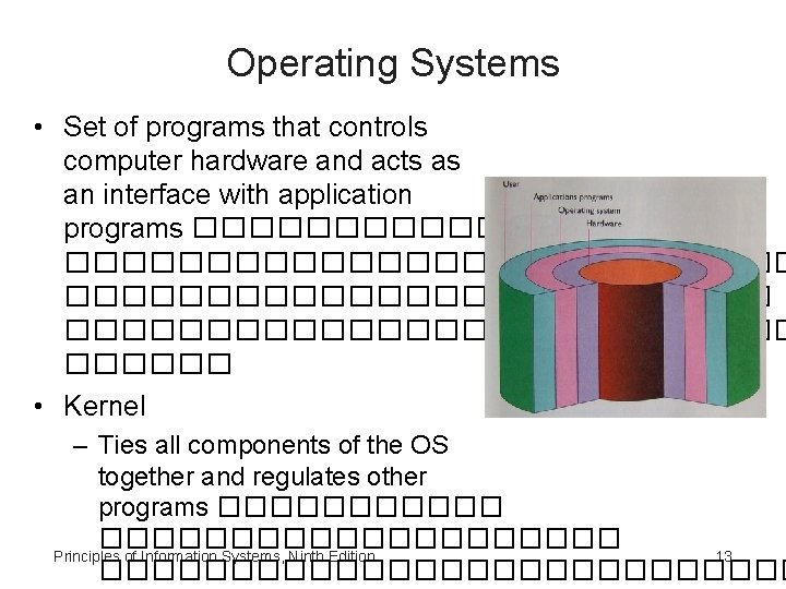 Operating Systems • Set of programs that controls computer hardware and acts as an