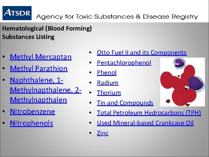 Hematological (Blood Forming) Substances Listing • Methyl Mercaptan • Methyl Parathion • Naphthalene, 1