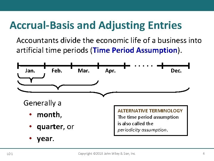 Accrual-Basis and Adjusting Entries Accountants divide the economic life of a business into artificial