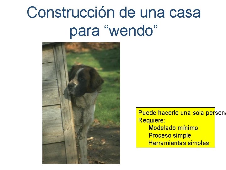 Construcción de una casa para “wendo” Puede hacerlo una sola persona Requiere: Modelado mínimo