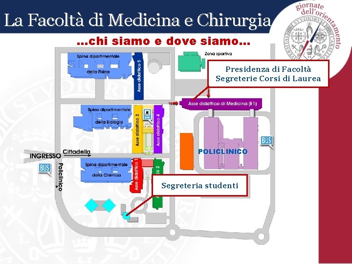 La Facoltà di Medicina e Chirurgia …chi siamo e dove siamo. . . Presidenza La Facoltà di Medicina e Chirurgia …chi siamo e dove siamo. . . Presidenza