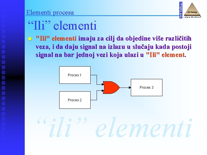 Elementi procesa “Ili” elementi n "Ili" elementi imaju za cilj da objedine više različitih