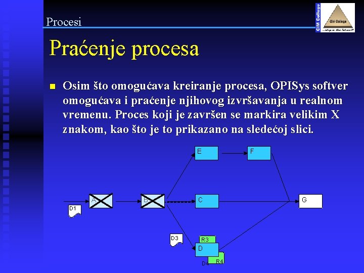 Procesi Praćenje procesa n Osim što omogućava kreiranje procesa, OPISys softver omogućava i praćenje