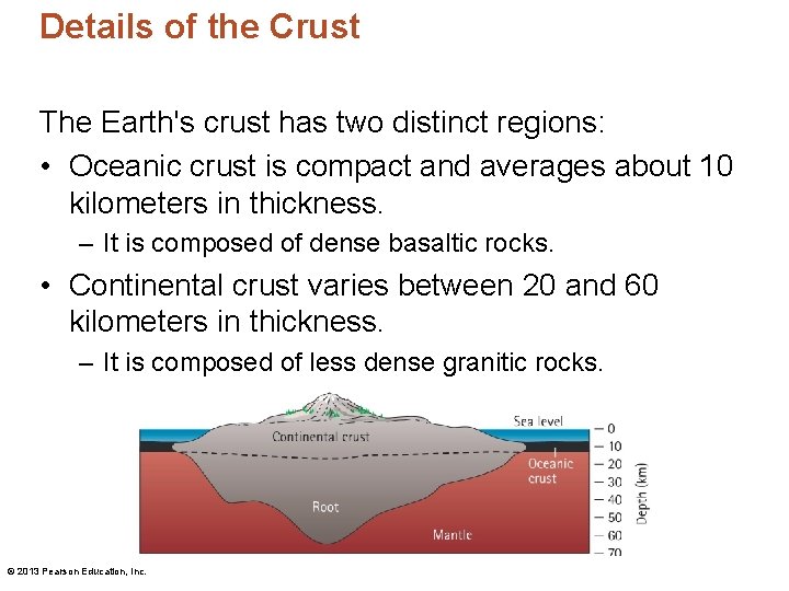 Details of the Crust The Earth's crust has two distinct regions: • Oceanic crust
