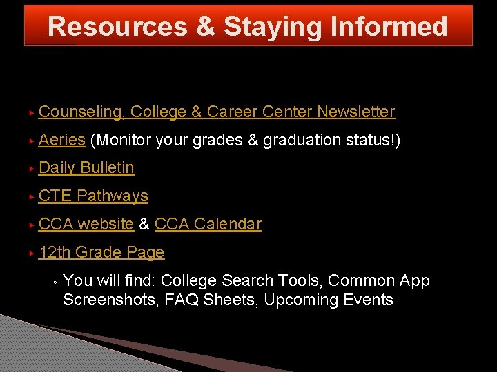 Resources & Staying Informed ▶ Counseling, College & Career Center Newsletter ▶ Aeries (Monitor
