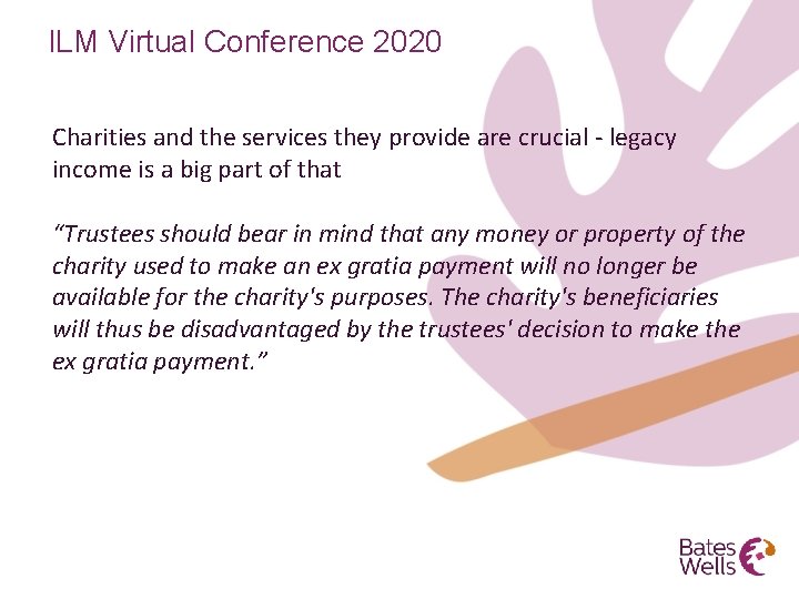ILM Virtual Conference 2020 Charities and the services they provide are crucial - legacy